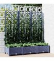 vidaXL Garden Planter with Trellis Blue Grey 120x40x121.5 cm PP