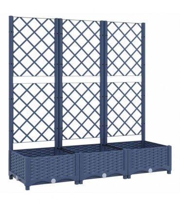 vidaXL Garden Planter with Trellis Blue Grey 120x40x121.5 cm PP