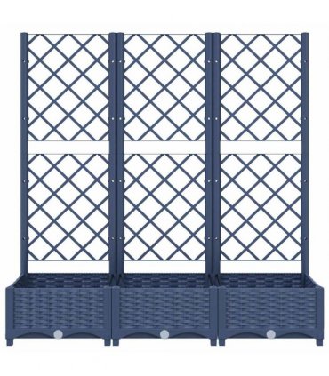 vidaXL Garden Planter with Trellis Blue Grey 120x40x121.5 cm PP