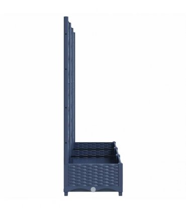 vidaXL Garden Planter with Trellis Blue Grey 120x40x121.5 cm PP