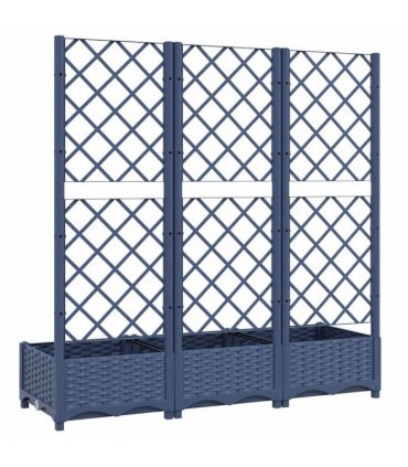 vidaXL Garden Planter with Trellis Blue Grey 120x40x121.5 cm PP