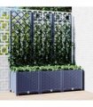 vidaXL Garden Planter with Trellis Blue Grey 120x40x136 cm PP