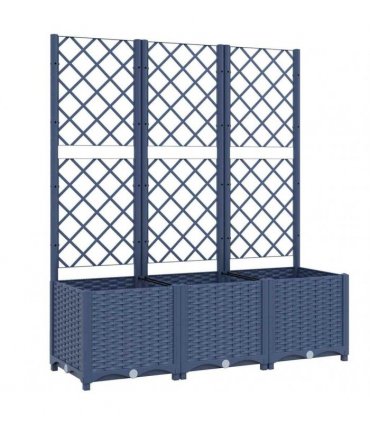vidaXL Garden Planter with Trellis Blue Grey 120x40x136 cm PP