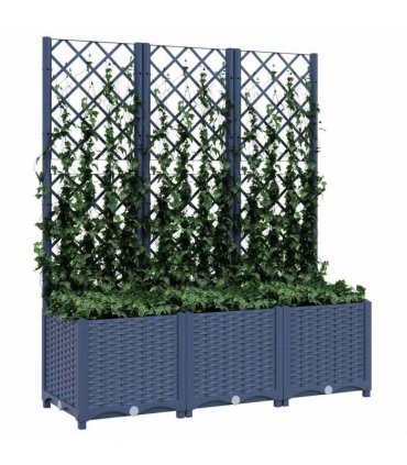 vidaXL Garden Planter with Trellis Blue Grey 120x40x136 cm PP