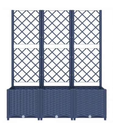 vidaXL Garden Planter with Trellis Blue Grey 120x40x136 cm PP
