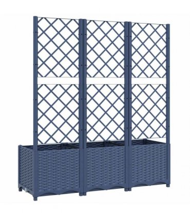 vidaXL Garden Planter with Trellis Blue Grey 120x40x136 cm PP