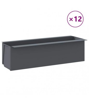 vidaXL Flower Boxes for Euro Pallets 12 pcs Grey 36x13,5x9,5 cm PP