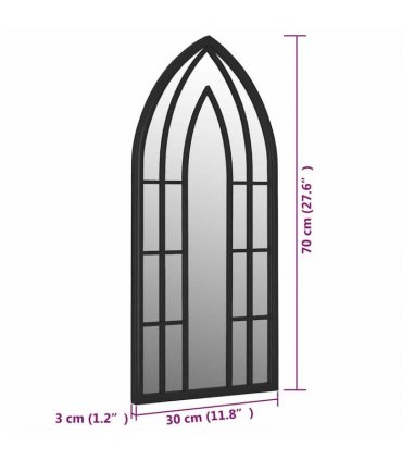 vidaXL Garden Mirror Black 70x30 cm Iron for Outdoor Use