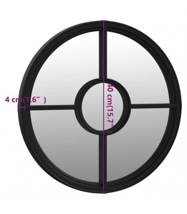 vidaXL Garden Mirror Black 40x4 cm Iron Round for Outdoor Use
