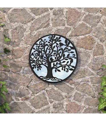 vidaXL Garden Mirror Black 40x2,5 cm Iron Round for Outdoor Use