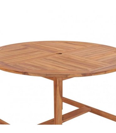 vidaXL Garden Dining Table Ø110x75 cm Solid Wood Teak