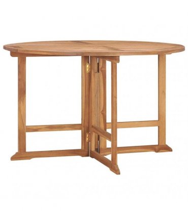 vidaXL Folding Garden Dining Table Ø110x75 cm Solid Wood Teak