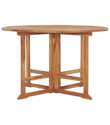 vidaXL Folding Garden Dining Table Ø110x75 cm Solid Wood Teak