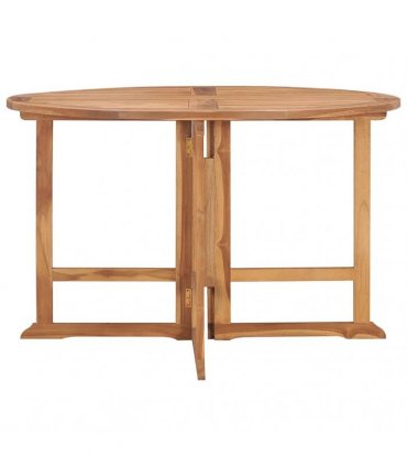 vidaXL Folding Garden Dining Table Ø110x75 cm Solid Wood Teak