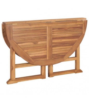vidaXL Folding Garden Dining Table Ø110x75 cm Solid Wood Teak