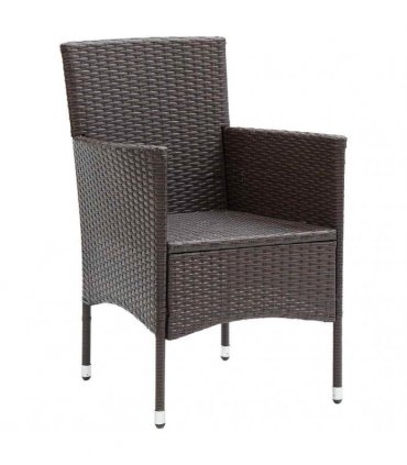 vidaXL Garden Dining Chairs 2 pcs Poly Rattan Brown