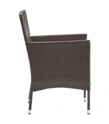 vidaXL Garden Dining Chairs 2 pcs Poly Rattan Brown