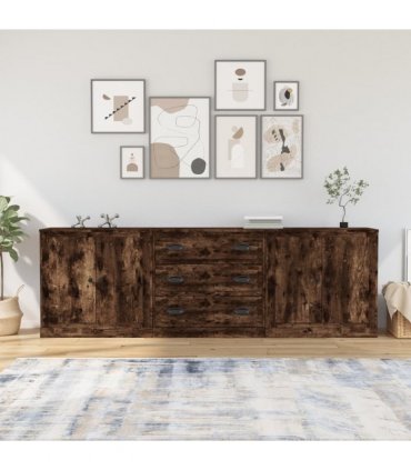 vidaXL Sideboards 3 pcs Smoked Oak Engineered Wood