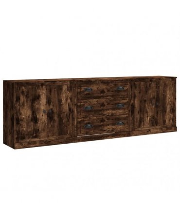 vidaXL Sideboards 3 pcs Smoked Oak Engineered Wood