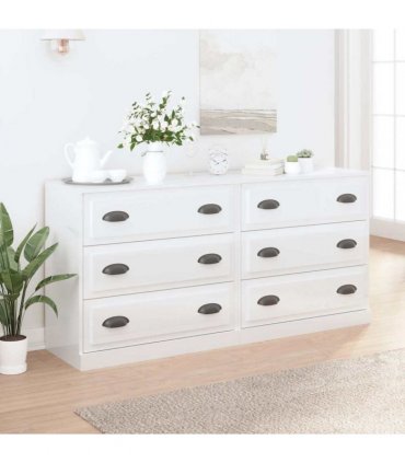 vidaXL Sideboards 2 pcs High Gloss White Engineered Wood