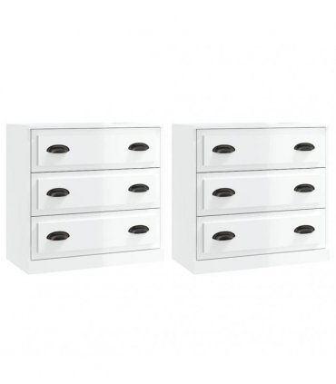 vidaXL Sideboards 2 pcs High Gloss White Engineered Wood