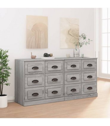 vidaXL Sideboards 2 pcs Grey Sonoma Engineered Wood