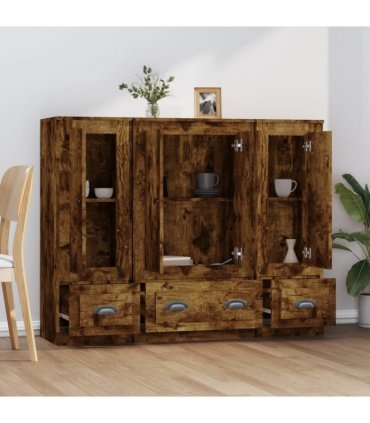 vidaXL Highboards 3 pcs Smoked Oak Engineered Wood