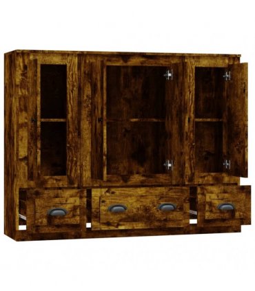 vidaXL Highboards 3 pcs Smoked Oak Engineered Wood