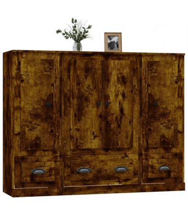 vidaXL Highboards 3 pcs Smoked Oak Engineered Wood