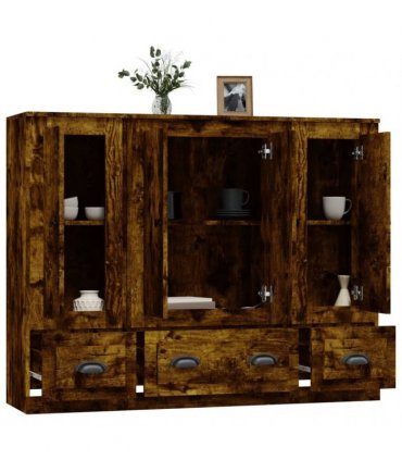 vidaXL Highboards 3 pcs Smoked Oak Engineered Wood
