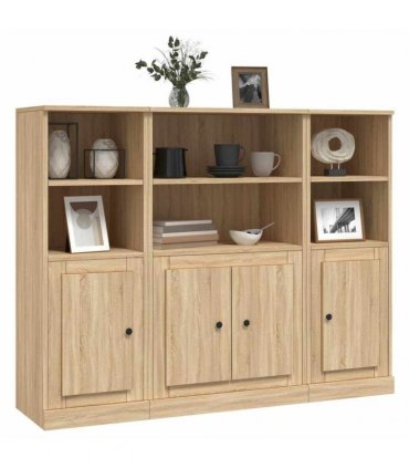 vidaXL Highboards 3 pcs Sonoma Oak Engineered Wood