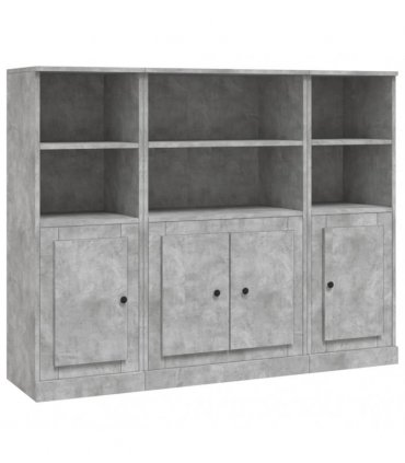 vidaXL Highboards 3 pcs Concrete Grey Engineered Wood