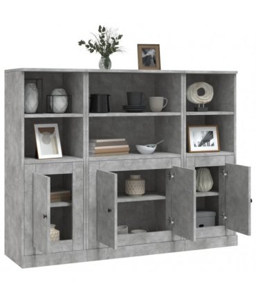 vidaXL Highboards 3 pcs Concrete Grey Engineered Wood