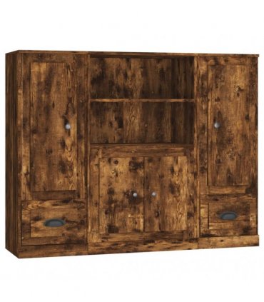 vidaXL Highboards 3 pcs Smoked Oak Engineered Wood
