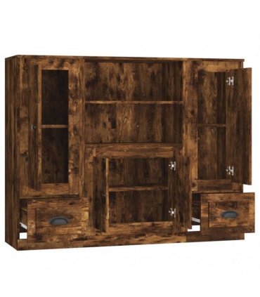 vidaXL Highboards 3 pcs Smoked Oak Engineered Wood
