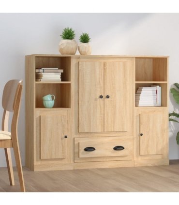 vidaXL Highboards 3 pcs Sonoma Oak Engineered Wood