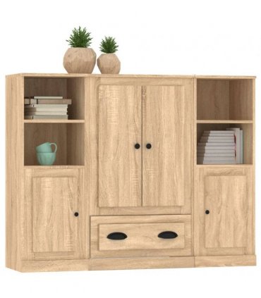 vidaXL Highboards 3 pcs Sonoma Oak Engineered Wood