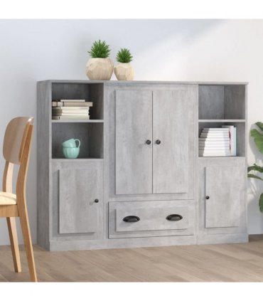 vidaXL Highboards 3 pcs Concrete Grey Engineered Wood