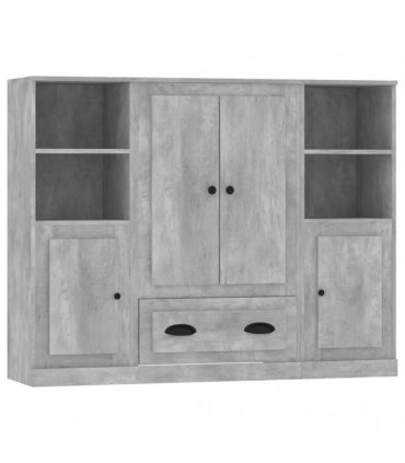 vidaXL Highboards 3 pcs Concrete Grey Engineered Wood