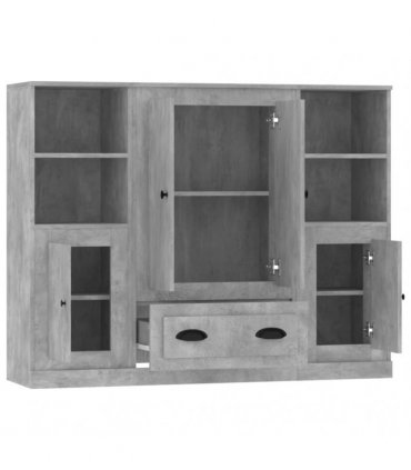 vidaXL Highboards 3 pcs Concrete Grey Engineered Wood