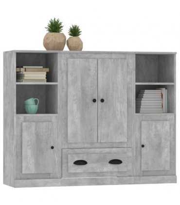 vidaXL Highboards 3 pcs Concrete Grey Engineered Wood