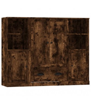 vidaXL Highboards 3 pcs Smoked Oak Engineered Wood