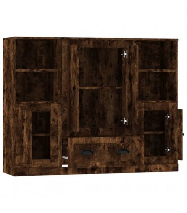 vidaXL Highboards 3 pcs Smoked Oak Engineered Wood