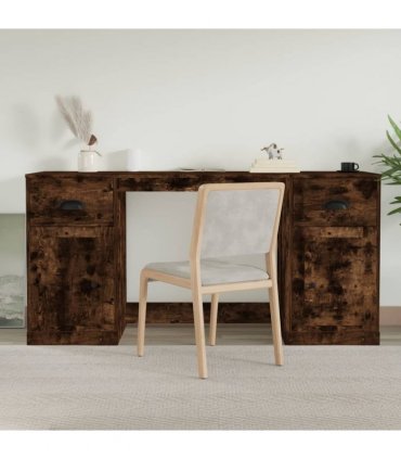 vidaXL Desk with Cabinet Smoked Oak Engineered Wood