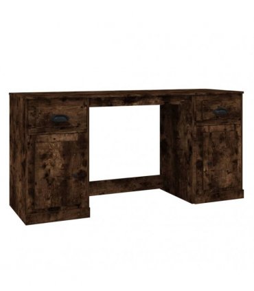 vidaXL Desk with Cabinet Smoked Oak Engineered Wood