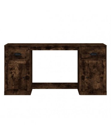 vidaXL Desk with Cabinet Smoked Oak Engineered Wood