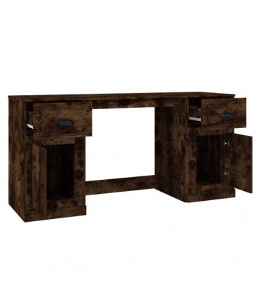 vidaXL Desk with Cabinet Smoked Oak Engineered Wood