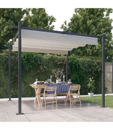 vidaXL Garden Gazebo with Retractable Roof 3x3 m Cream
