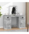 vidaXL Dressing Table with LED Concrete Grey 130x50x132,5 cm