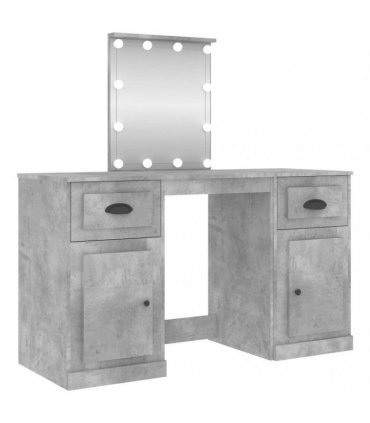 vidaXL Dressing Table with LED Concrete Grey 130x50x132,5 cm